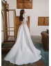 One Shoulder Ivory Satin Slit Timeless Wedding Dress